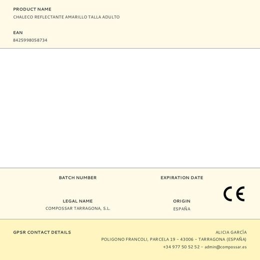 Chaleco Reflectante Amarillo Talla Adulto