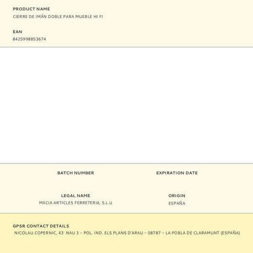 Cierre De Imán Doble Para Mueble Hi Fi