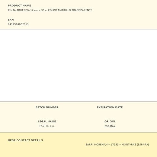Cinta Adhesiva 12 Mm X 33 M Color Amarillo Transparente