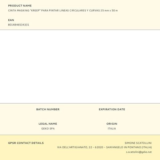 Cinta Masking "Kreep" Para Pintar Lineas Circulares Y Curvas 25 Mm X 50 M