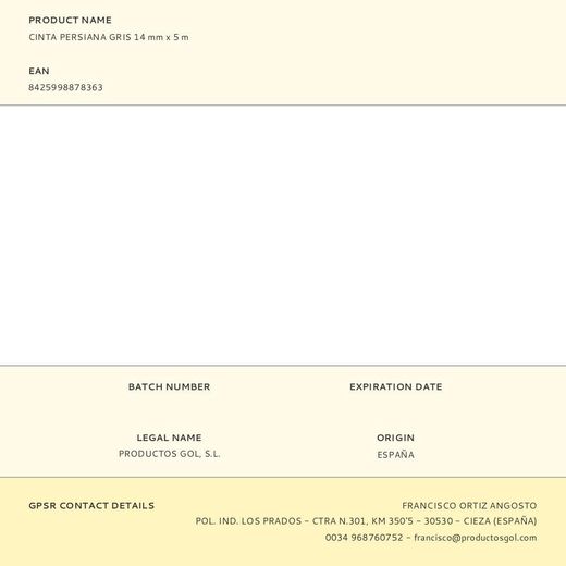 Cinta Persiana Gris 14 Mm X 5 M