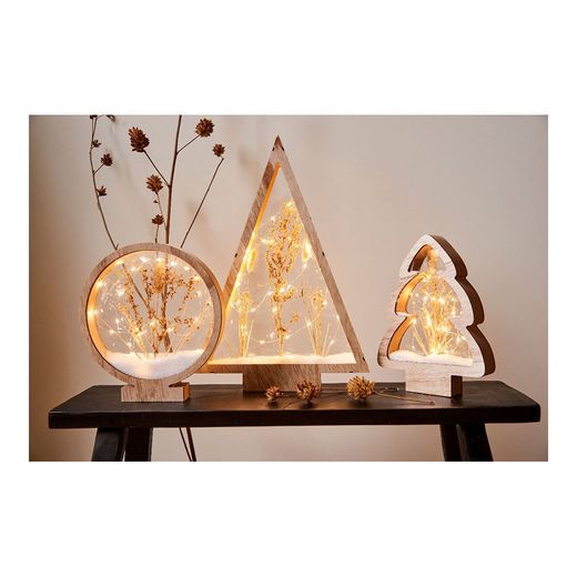 Círculo De Madera Con Microleds 25 Leds, 4,30 X 25 X 27,5 Cm