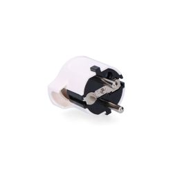 Clavija 2P+T, 16A 250V~, Salida 90°, Blanca (Retractilada)