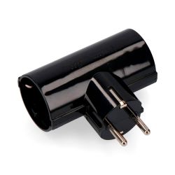 Clavija 2P+T Tipo F Doble, Negra De Baquelita T/Tl 16A 250V (Retractilada)