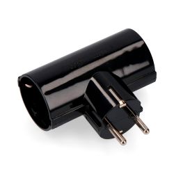Clavija 2P+T Tipo F Doble, Negra De Baquelita T/Tl 16A 250V (Retractilada)