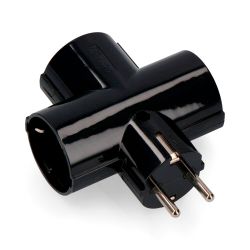 Clavija 2P+T Tipo F Triple Negra De Baquelita T/Tl 16A 250V (Retractilada)