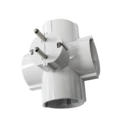 Clavija 4 Tomas T/Tl Salidas Laterales 4,8Mm 16A 250V Blanca (Envasada)