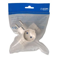 Clavija 4 Tomas T/Tl Salidas Laterales 4,8Mm 16A 250V Blanca (Envasada)