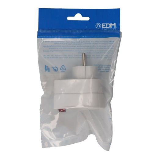 Clavija Adaptadora Con Interruptor Blanca (Envasada)