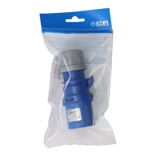 Clavija Cetac 2P+T Azul 16A 230V~ Ip44 (Envasada)