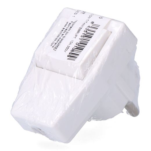 Clavija Con T/T (Schuko) + Interruptor 10 A 250 V, Blanca, 40 X 65 X 62 Mm (Retractilado)