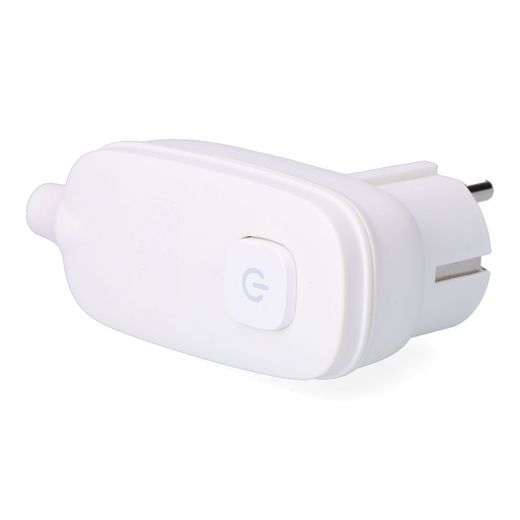Clavija Con T/T (Schuko) + Interruptor Luminoso 16 A 250 V, Blanca, 95 X 40 X 70 Mm (Retractilado)