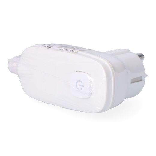 Clavija Con T/T (Schuko) + Interruptor Luminoso 16 A 250 V, Blanca, 95 X 40 X 70 Mm (Retractilado)