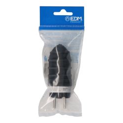 Clavija De Goma 16A 250V T/Tl Tipo F 4,8Mm Ip44 Negra (Envasada)