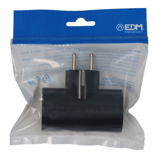 Clavija Doble De Baquelita T/Tl Tipo F 4,8Mm 16A 250V Máx 3680W Negra (Envasada)