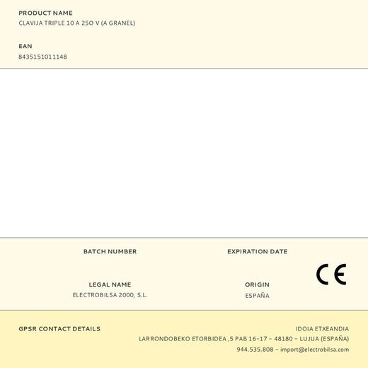 Clavija Triple 10 A 25O V (A Granel)