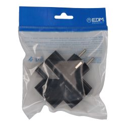 Clavija Triple Con Baquelita T/Tl Tipo F 4,8Mm 16A 250V Máx 3680W Negra (Envasada)