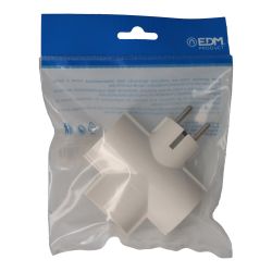 Clavija Triple De Baquelita Tipo F T/Tl 16A 250V Blanca (Envasada)