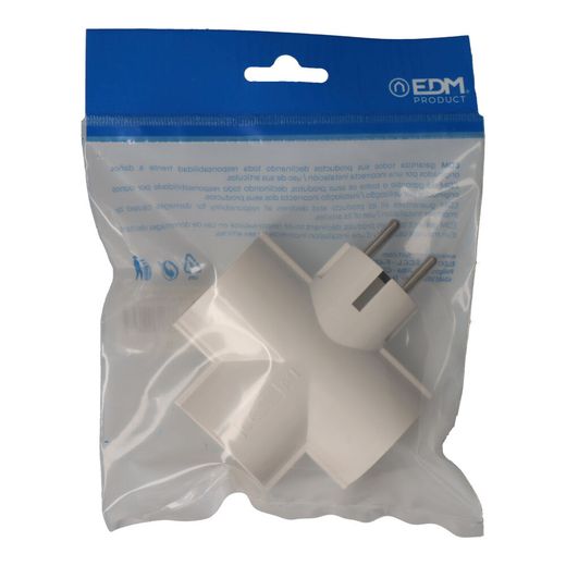 Clavija Triple De Baquelita Tipo F T/Tl 16A 250V Blanca (Envasada)