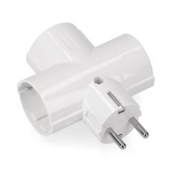 Clavija Triple De Baquelita Tipo F T/Tl 16A 250V Blanca (Envasada)