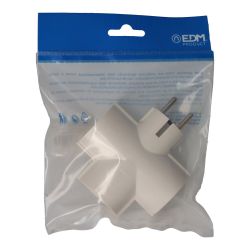 Clavija Triple De Baquelita Tipo F T/Tl 16A 250V Blanca (Envasada)