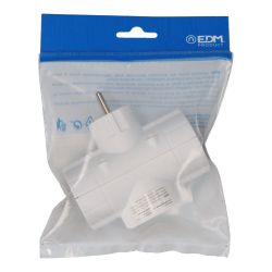 Clavija Triple Económica T/Tl Tipo F 4,8Mm 16A 250V Máx 3680W Blanca (Envasada)