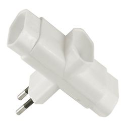 Clavija Triple Lateral 2P 10A 250 V~ Blanca