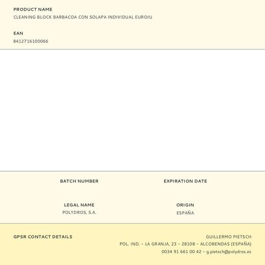 Cleaning Block Barbacoa Con Solapa Individual Euro/U