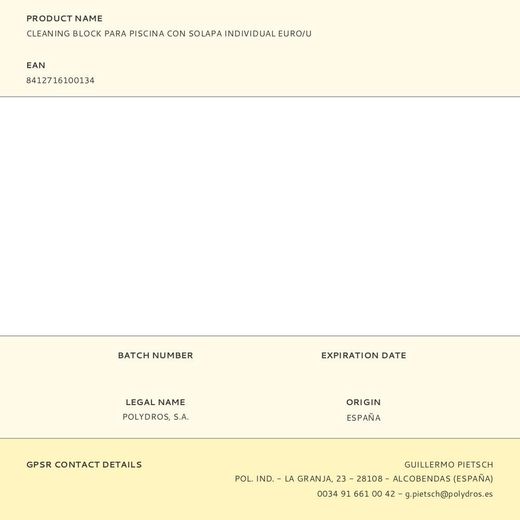 Cleaning Block Para Piscina Con Solapa Individual Euro/U