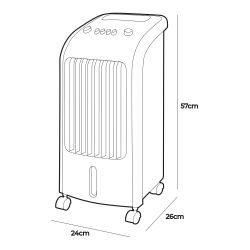 Climatizador Por Agua 80W, 65Db, 3,6L  24 X 26 X 57 Cm
