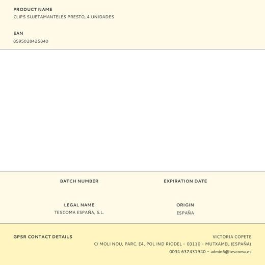 Clips Sujetamanteles Presto, 4 Uds