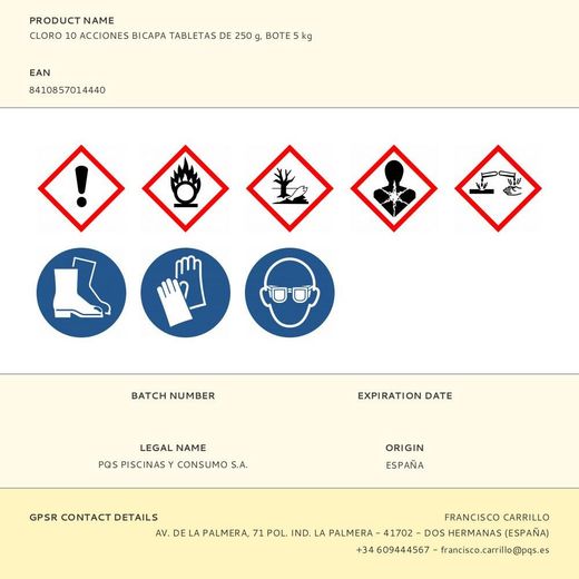 Cloro Bicapa 10 Acciones En Tabletas, Bote 5 Kg