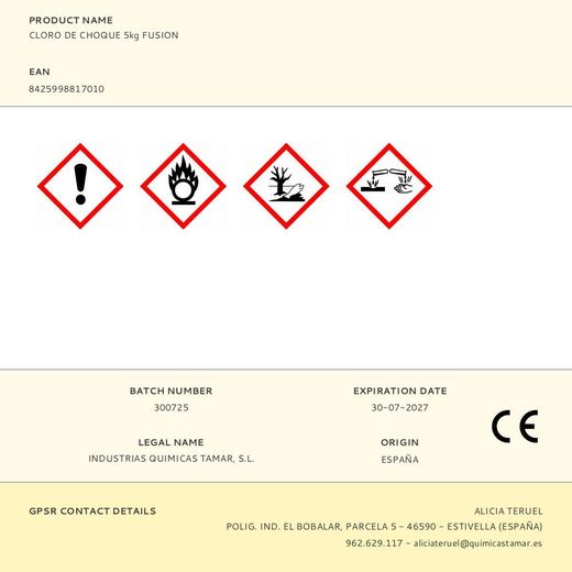 Cloro De Choque Granulado, Bote 5 Kg