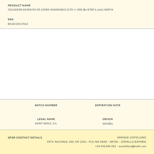 Colgador Adhesivo De Acero Inoxidable 2176-1-000 (Blister 2 Unid.) Inofix