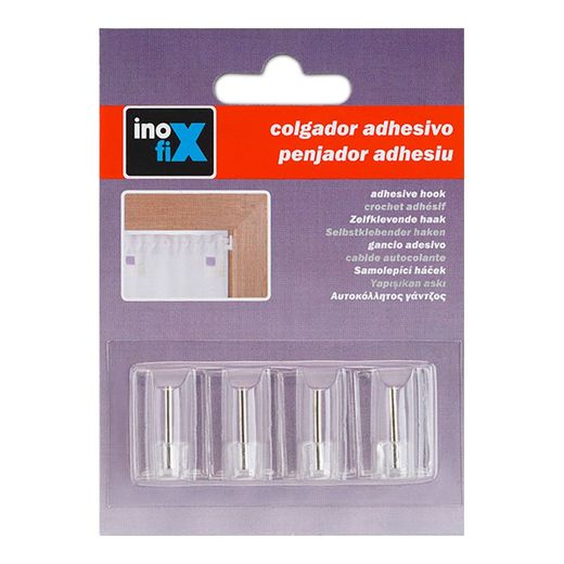 Colgador Adhesivo Visillos Transparente 2042-0-000  (Blister 4 Unid.) Inofix