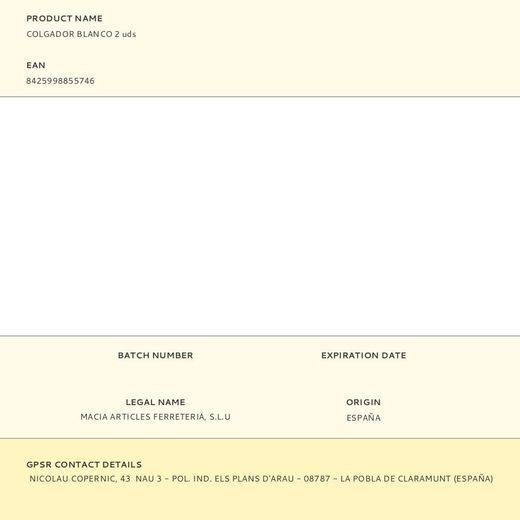 Colgador Blanco 2 Uds