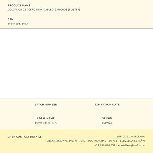 Colgador De Acero Inoxidable 3 Ganchos (Blister)