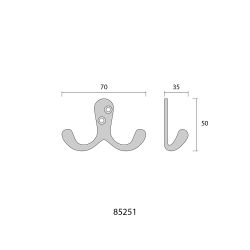 Colgador Doble De Forja Negro 7,5 X 5 Cm