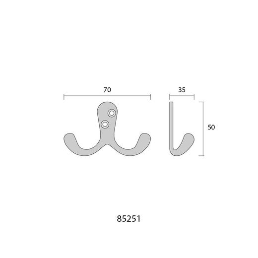 Colgador Doble De Forja Negro 7,5 X 5 Cm