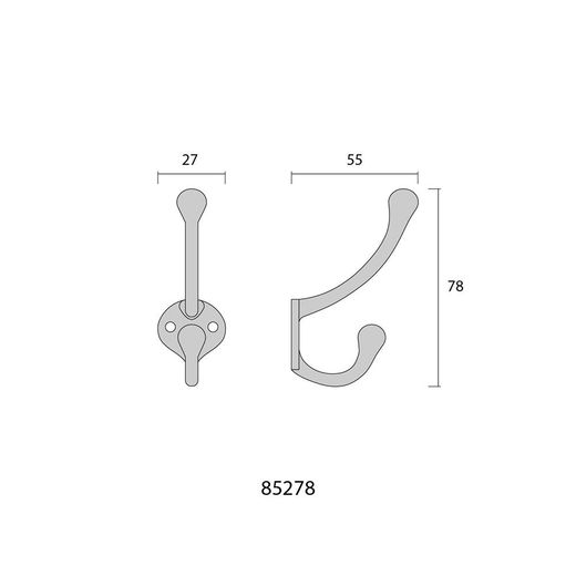 Colgador Doble De Hierro Negro 75 Mm