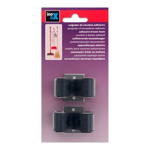 Colgador Escobas Adhesivo Cromo Mate 2055-7-000 (Blister 2 Unid.) Inofix