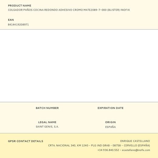 Colgador Paños Cocina Redondo Adhesivo Cromo Mate2089-7-000 (Blister) Inofix