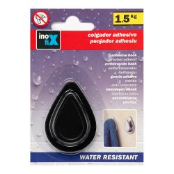 Colgador Resistente Al Agua Modelo Gota Negro Mate (Blister)