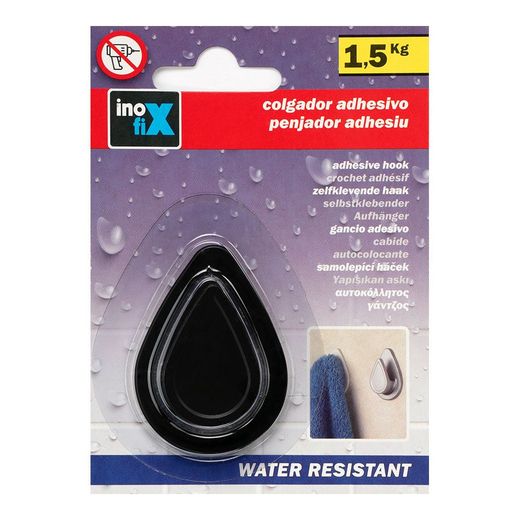 Colgador Resistente Al Agua Modelo Gota Negro Mate (Blister)