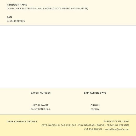 Colgador Resistente Al Agua Modelo Gota Negro Mate (Blister)