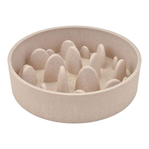 Comedero Bambú, Slow, Beige, 1430 Ml, Ø21,5 X 21,5 X 6 Cm
