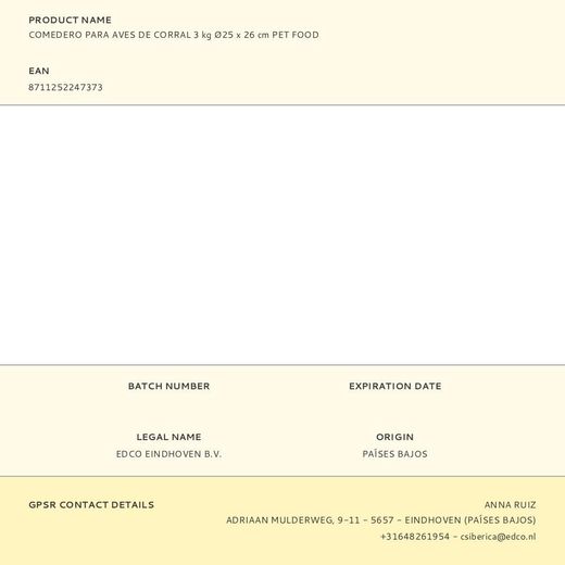 Comedero Para Aves De Corral 3 Kg Ø25 X 26 Cm Pet Food