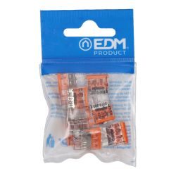 Conector Rápido 3 Vias, Ø Máximo 2,5 Mm², Transparente / Naranja, 10 Uds