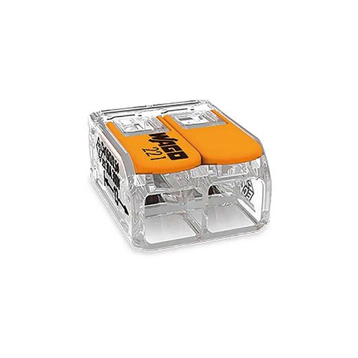 Conector Rápido Con Palanca 2 Vias, Ø Maximo 6 Mm²,  450 V , 41 A, Transparente, 16 X 21,1 X 10,1 Mm