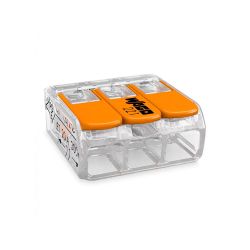 Conector Rápido Con Palanca 3 Vias, Ø Maximo 4 Mm²,  450 V , 32 A, Transparente, 18,8 X 18,6 X 8,4 Mm